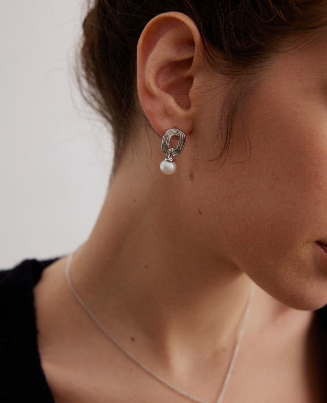 Hoop and Pearl Earrings